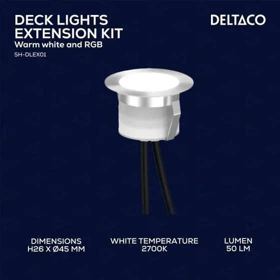 Deltaco Smart H Decklight Extens Kit – 5 lamper, varm hvid & RGB