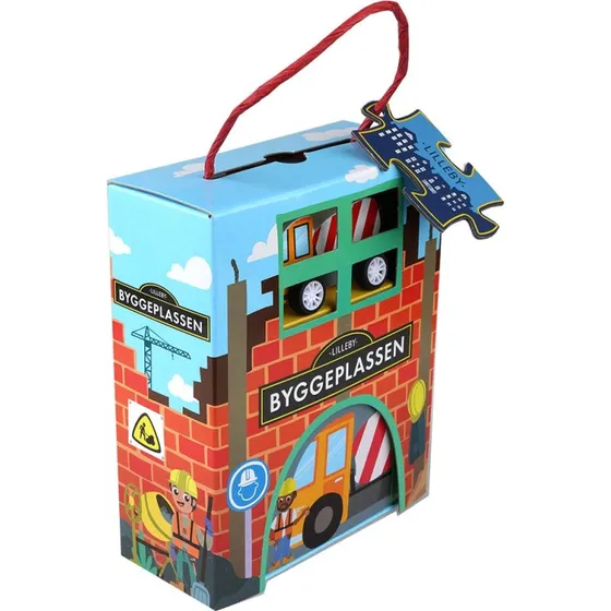 Min lille by Junior - Byggeplads (papbog, træbil & puslespil)