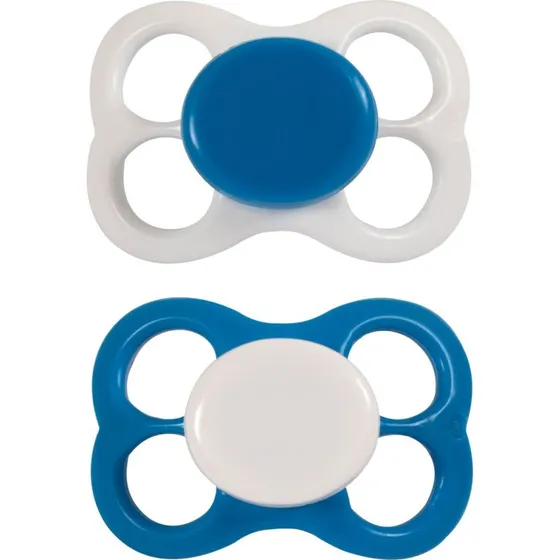 Barnets Favorit Luftsutter Silikone 0-6 mdr. Blå/Hvid (2 stk)