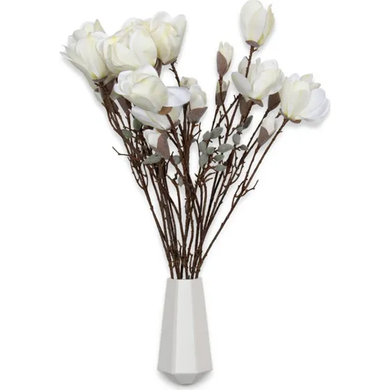 Magnolia - Kunstig magnoliagren 90 cm, hvid (4 blomster)