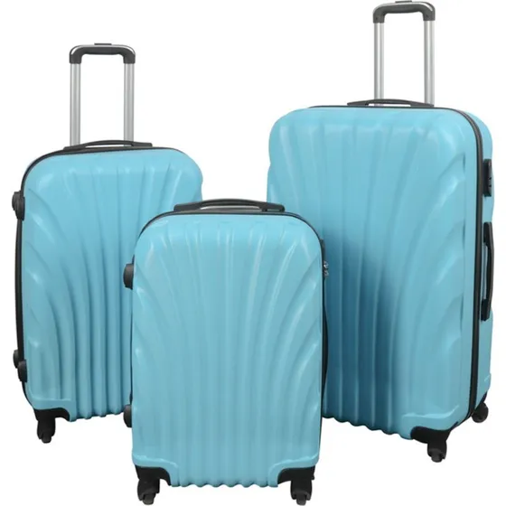 Kuffertst 3 stk. Hardcase  Musling lysebl, letvgt