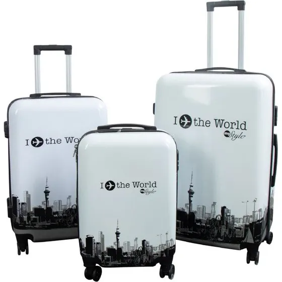 I Love The World  3-pak hardcase kuffertst (ABS, 4 hjul)