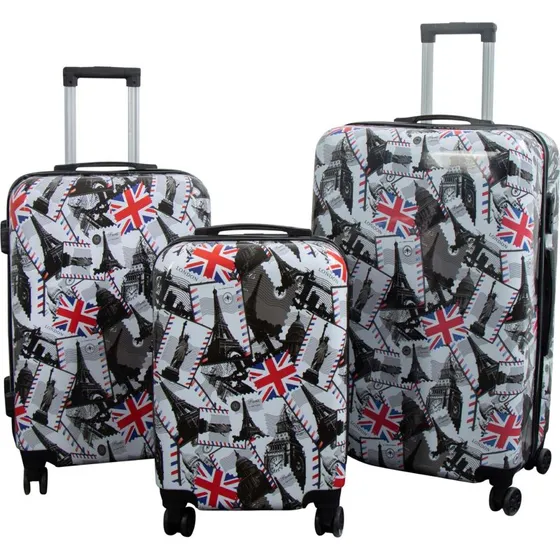 Kuffertsæt 3 stk. – Hardcase (London & Paris) med 4 hjul