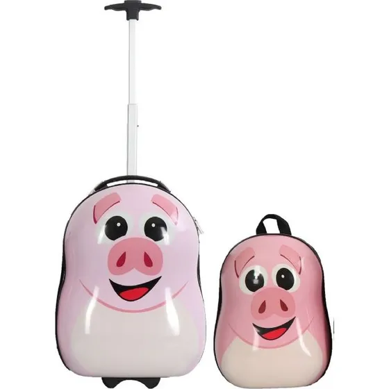 Brnekuffert Kabinekuffert med rygsk - Lyserd Gris 40x29x20 cm