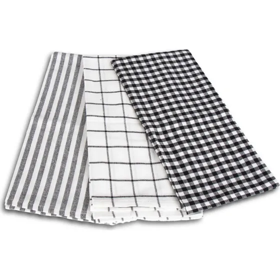 Nordstrand Home 3-pak viskestykker 50x70 cm 100% bomuld - sort/hvid
