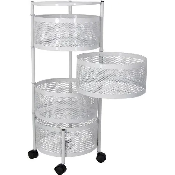 Universal rullevogn 4 kurve 78x34 cm - hvid metal