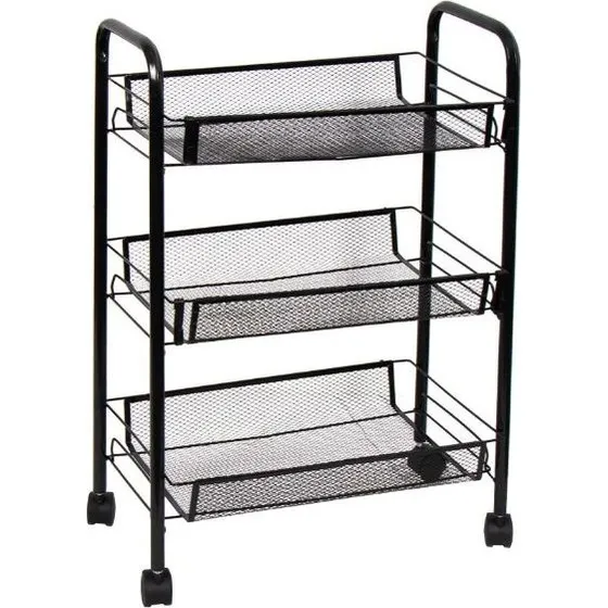 Rullevogn med 3 aftagelige kurve, 64x45x26 cm – sort metal