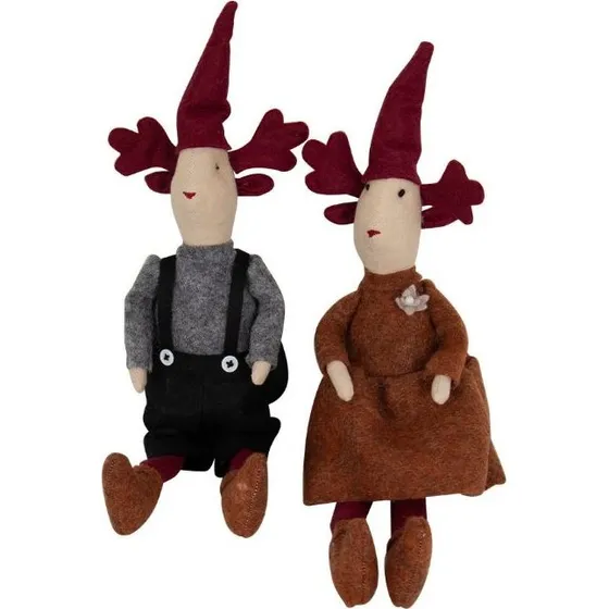 Nissepar siddende filtnisser 45 cm, 2 stk – brun/grå