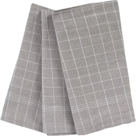 SC Collection 3-pak kokkeviskestykker 50x70 cm, gr med hvide tern