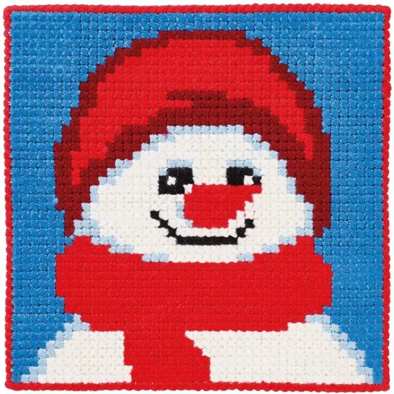 Permin Børnestramaj – Stor snemand broderikit 25x25 cm