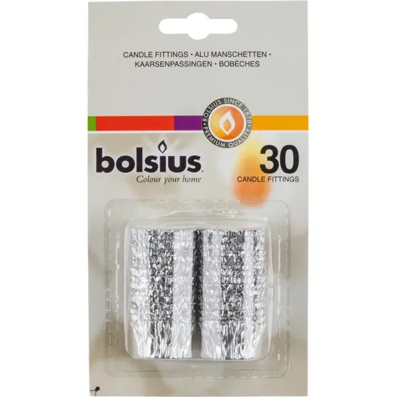 Bolsius lysmanchetter Ø15xH15mm aluminium, 30 stk