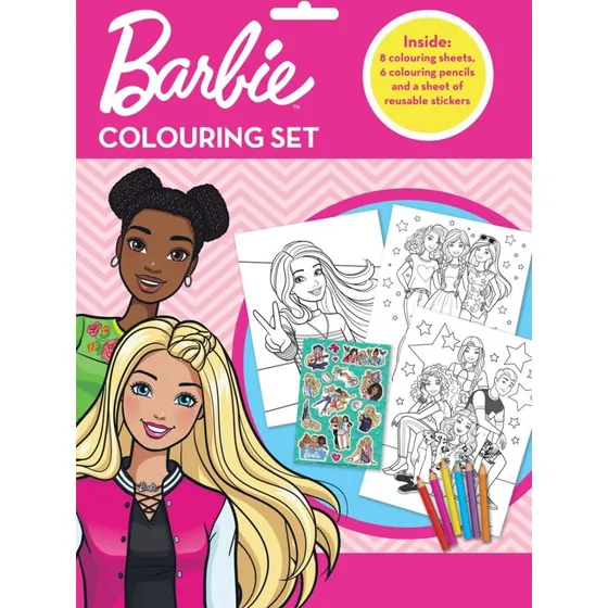 Barbie Malest med 8 ark, 6 farver og stickers