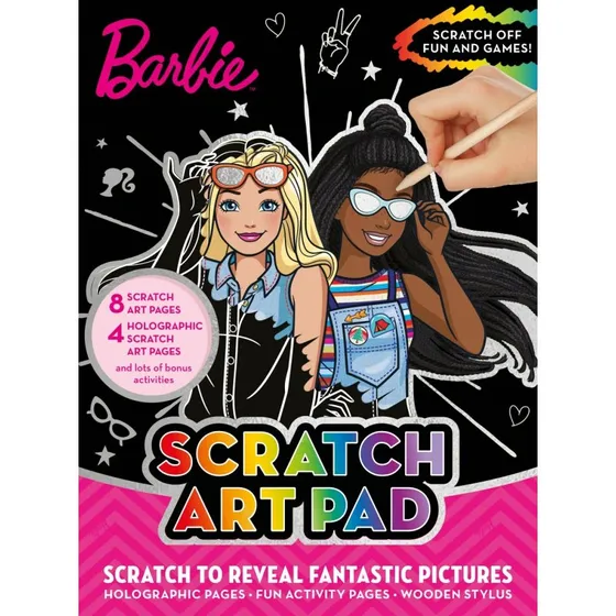 Barbie Scratch Art Pad  8 ridsesider & 4 holografiske