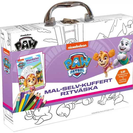 Paw Patrol Skye Mal-selv-kuffert med malebog & 12 farveblyanter