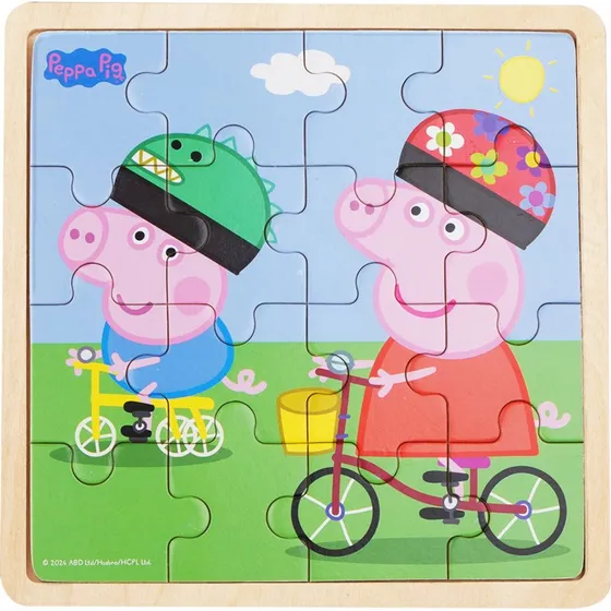 Barbo Toys Gurli Gris træpuslespil 16 brikker – Cykeltur