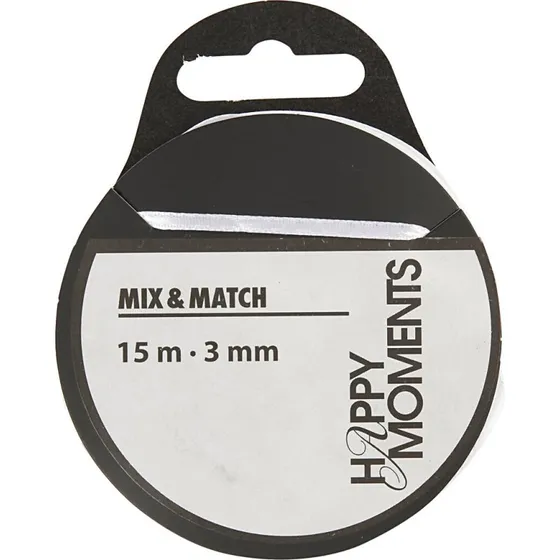 Creativ Company Satinbnd 3 mm, hvid 15 m
