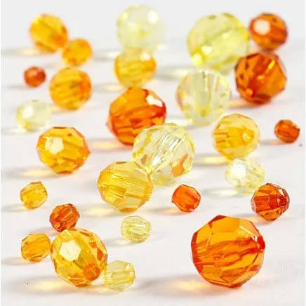 Harmoni Facetperlemix 4-12 mm, hul 1-2,5 mm, gul, 45 g