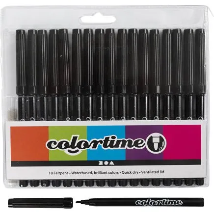 Creativ Company Colortime tuscher 2 mm, sort, 18 stk