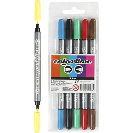 Colortime dobbelttusch 2,3/3,6 mm, 6 stk. (standardfarver)
