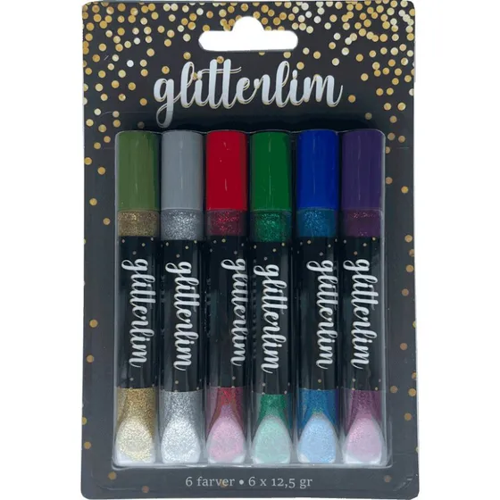 Glitterlim 6 tuber  12,5 g  6 farver