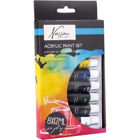 Nassau Akrylmaling 8 x 12 ml i gaveæske
