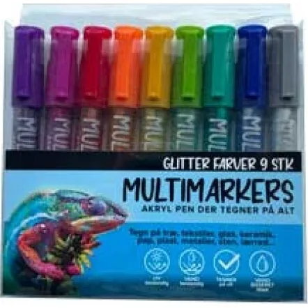 Stentusser 9 stk Glitter  vandbaseret akrylblk