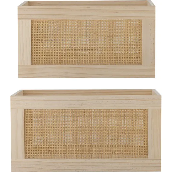 BLOOMINGVILLE Piana opbevaringskasse, rattan & fyrretr, 2 stk
