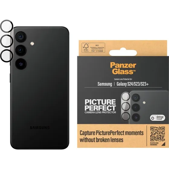 PanzerGlass PicturePerfect kameraobjektiv-beskytter til Samsung S23/S23+/S24, sort