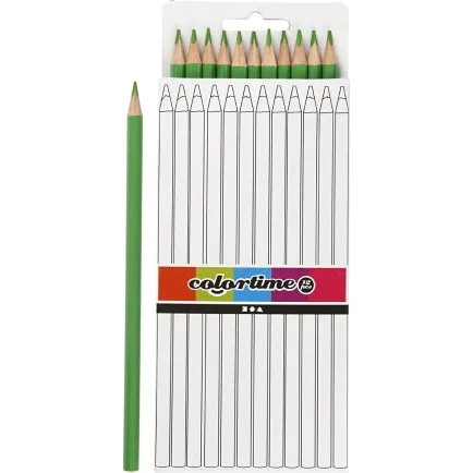 Colortime Trekantede farveblyanter 17 cm, lys grn, 12 stk