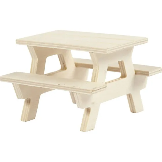 Creativ Company Mini picnicbord i lyst tr, H 5,5 x L 8 cm