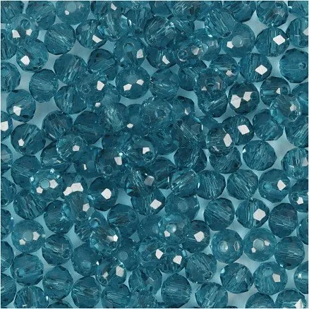 Creativ Company Facetperler 4 mm, hul 1 mm, turkis, 45 stk