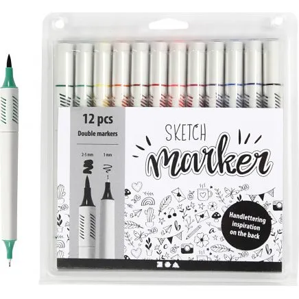 Creativ Company Sketch Marker 12 stk  1/5 mm, assorterede farver