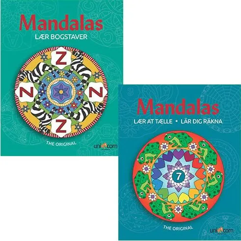 Mandalas Duo: Lær Bogstaver & Lær at Tælle - 2x32 sider