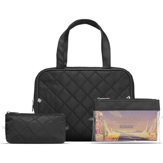 Gillian Jones Kosmetiktaske 3-pak, 100% genbrugsplast, sort (30x23x10 cm)