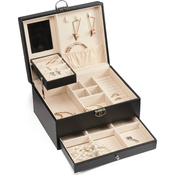 Gillian Jones  Large klassisk smykkeskrin, sort