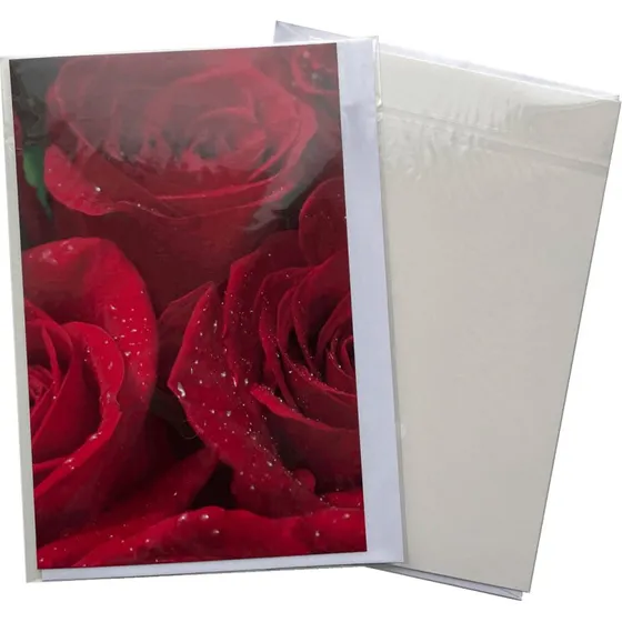 Kort med konvolut - blomstermotiv 11 x 17 cm