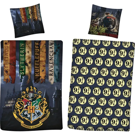 Harry Potter sengesæt 140x200 cm - Hogwarts blå/sort