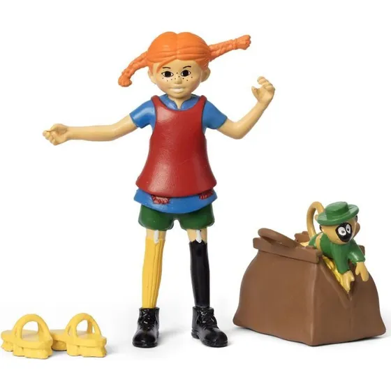 Pippi Langstrømpe Figursæt med Hr. Nilsson & Guldmønter