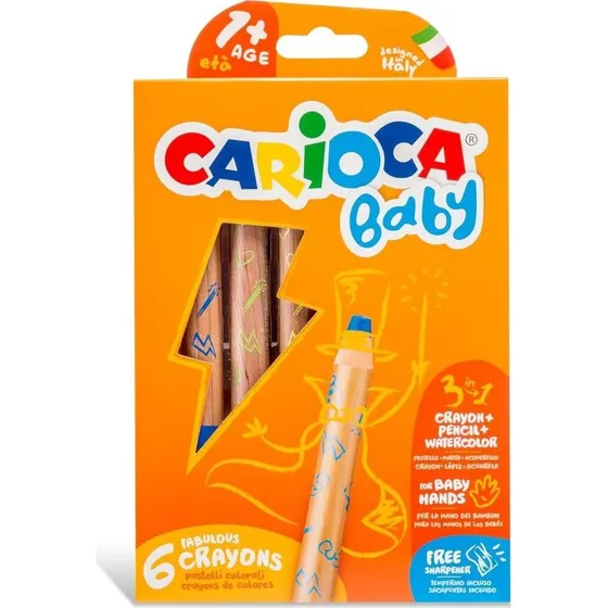 CariocaBaby 3-i-1 Farveblyanter 6 stk (10 mm)