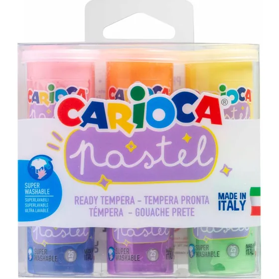 Carioca Pastel Tempera Maling 25 ml  6 farver