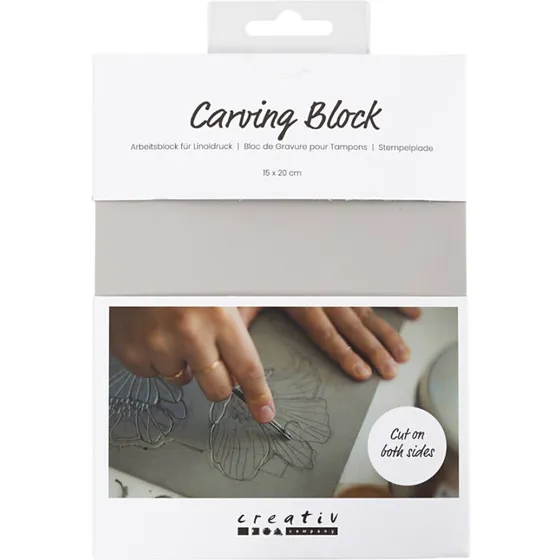 Linoleumstryk stempelplade 15x20 cm, lys grå