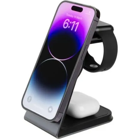 FIXED MagPowerstation Alu 3-i-1 MagSafe trdls oplader, sort