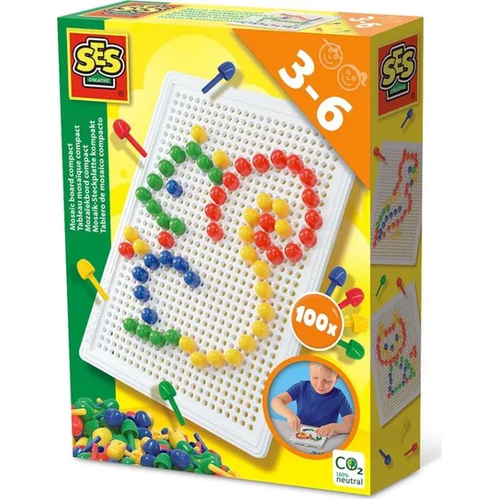 SES Creative Mosaic Brt Compact, hvid - 100 dele (3-6 r)
