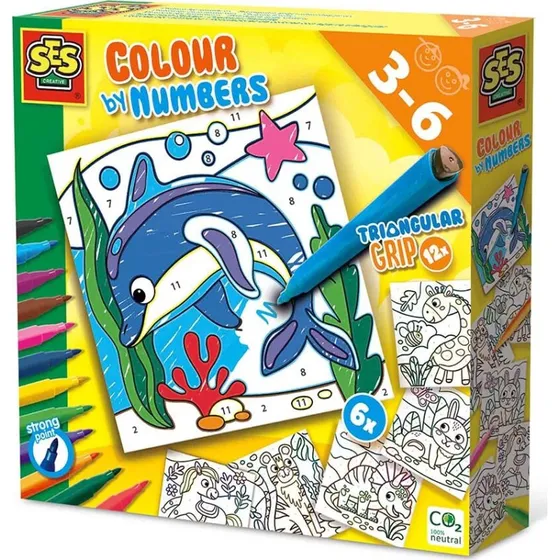 SES Creative Colour by Numbers  Trekantede tusser, 12 farver