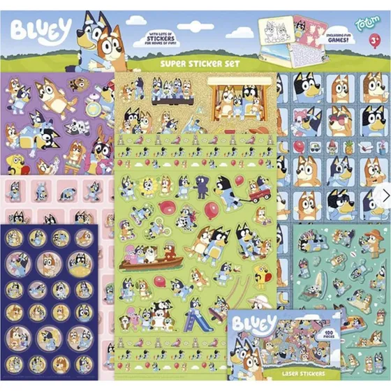 Bluey Klistermærker til børn – Sticker-sæt med opgaver
