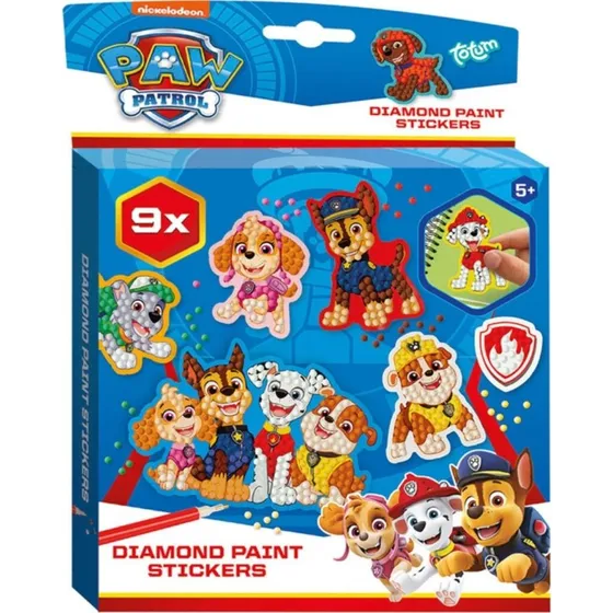 Paw Patrol Diamond Art klistermrker, 9 stk