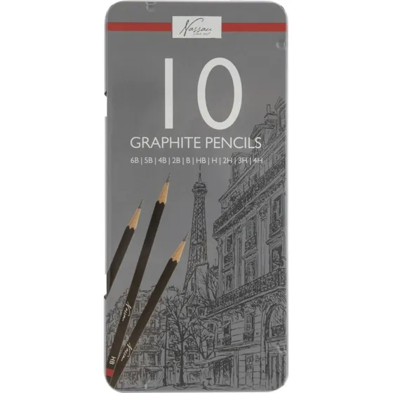 Creative Craft Group Tegneblyanter 6B-4H, 10 stk. i metalbox