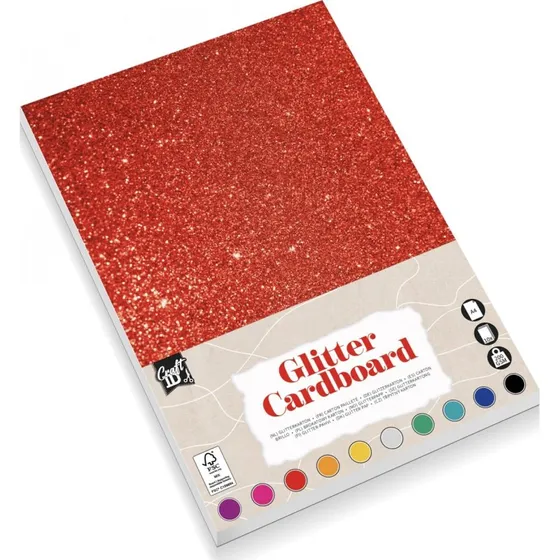 Glimmer Karton A4 200 g - 10 ark, assorterede farver