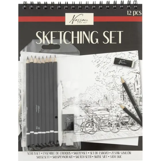 Nassau Fine Art skitsest med skitseblok, 12 dele