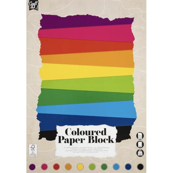 Craft ID Farvet papirblok 24x34 cm, 24 ark (120220 g)
